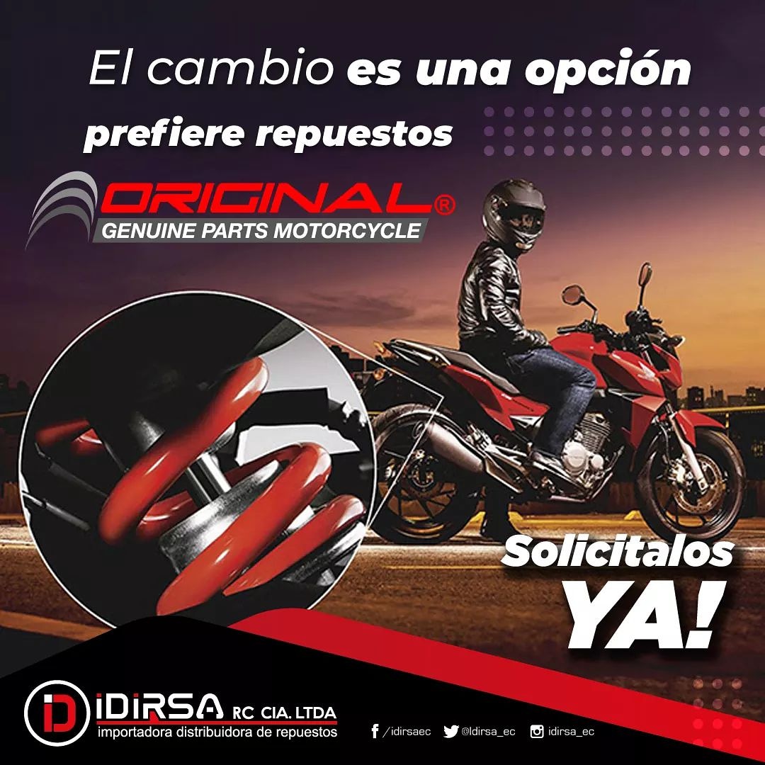 Idirsa_ec's tweet photo. El cambio es una opción prefiere Repuestos ORIGINAL OEM MOTORCYCLE PARTS 
#motos  #repuestos #idirsa https://t.co/Nz1vSn7wYz