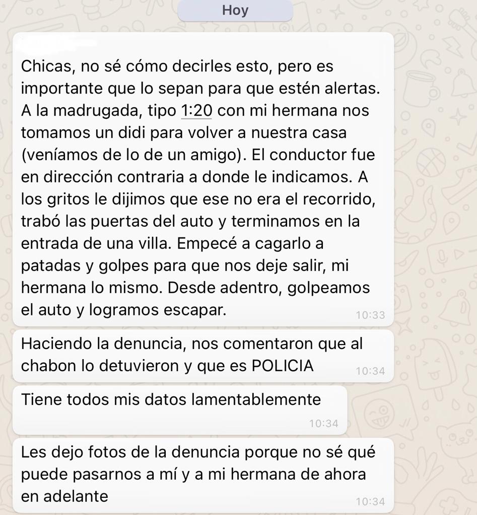 Ornesha_02's tweet photo. A todas las pibas, no tomen Didi! Ayer a la noche quisieron secuestrar a una amiga mía y a la hermana. No comprueban datos de los conductores. Es muy poco seguro. Le agradezco al universo que están vivas para contarlo. Cuidense mucho https://t.co/96TuQ4RrAw
