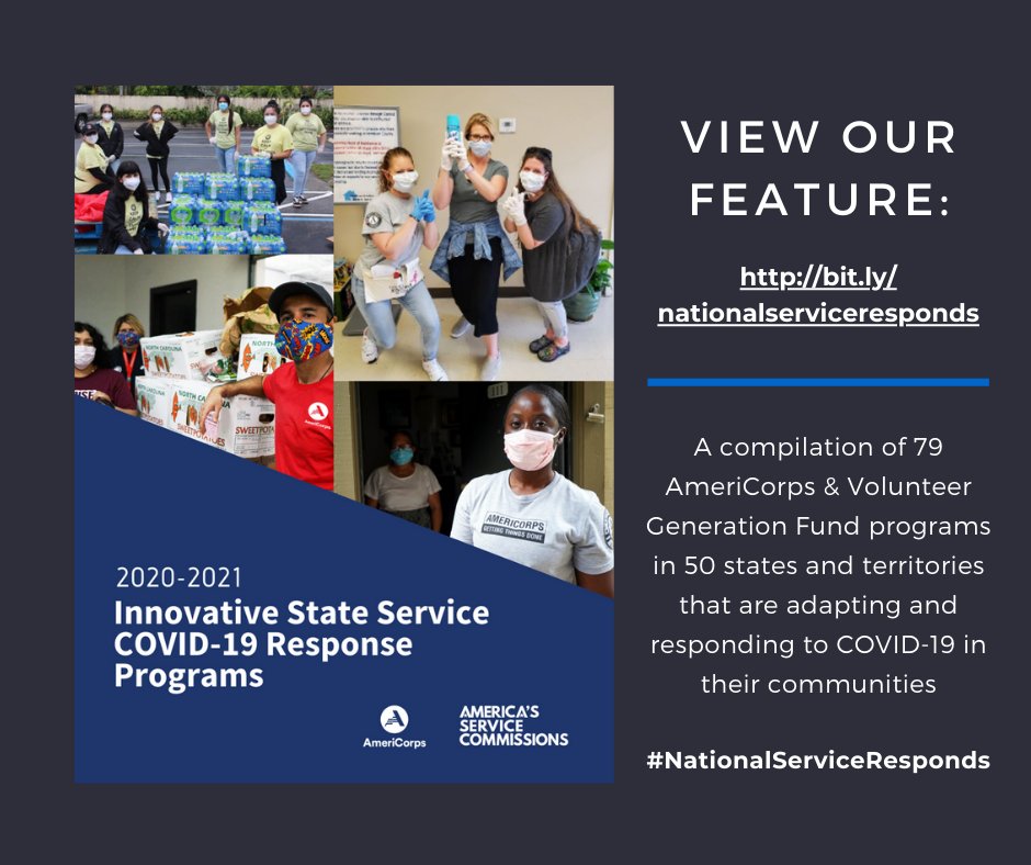 It’s #AmeriCorpsWeek! Get inspired by the 79 @AmeriCorps and #VolunteerGeneration programs including Rhode Island's own @familyserviceri featured in the new @statecommission publication ‘Innovative State Service COVID-19 Response Programs’: bit.ly/nationalservic…