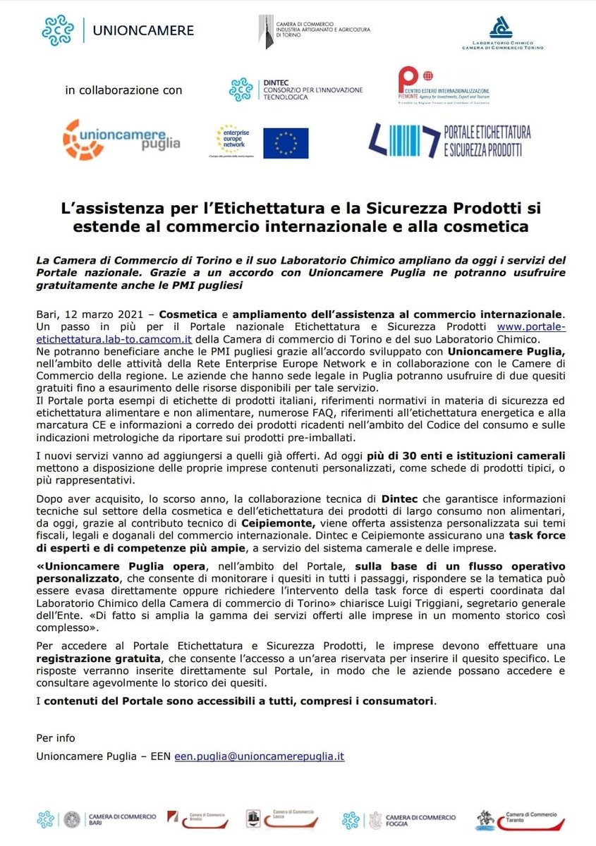 PugliaEEN's tweet photo. @CamComTorino @Dintec_Scrl @Ceipiemonte @unioncamere @EEN_EU @EEN_Italia #EENcanhelpyou #pmi #advisorysupport https://t.co/lj3SeJvVN5