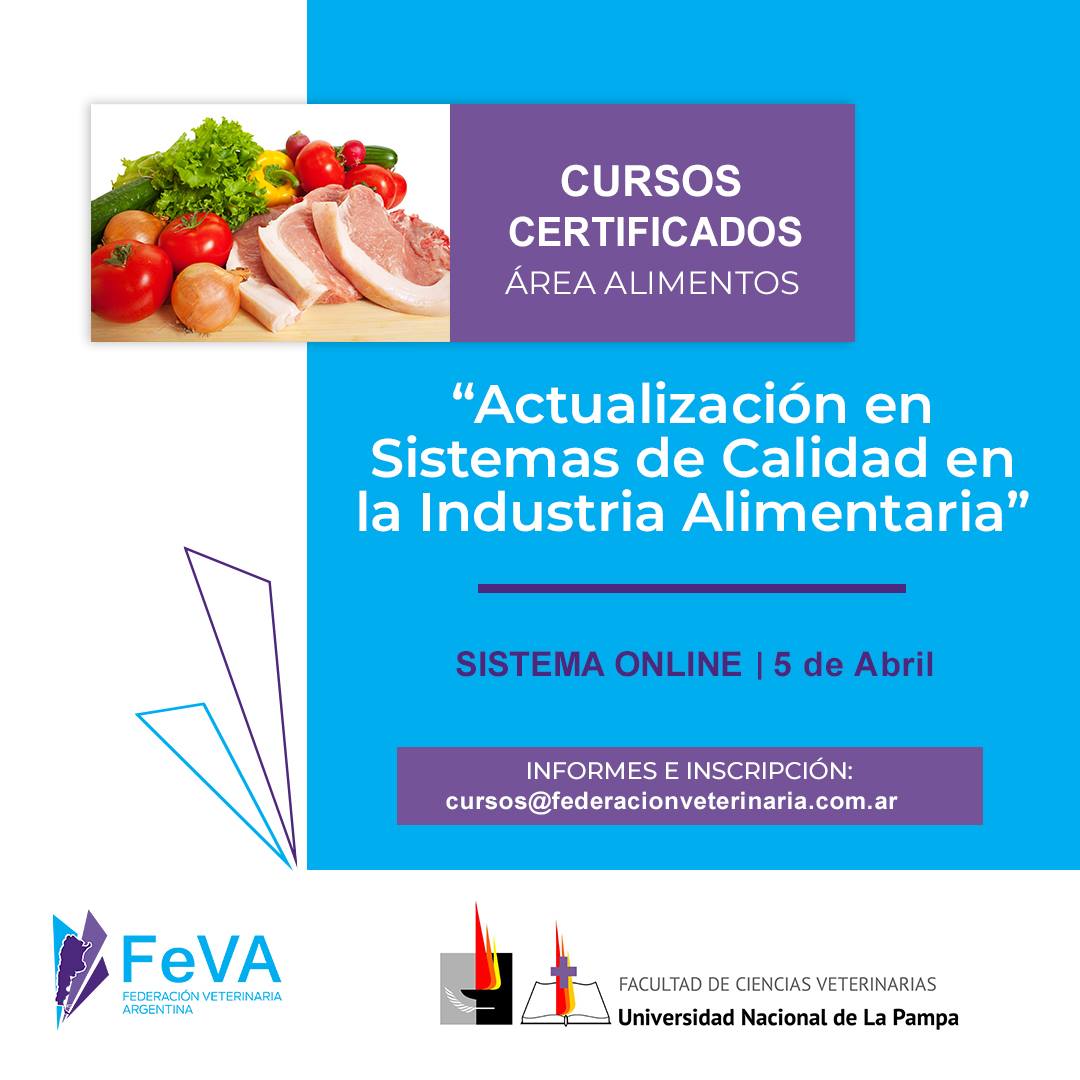 vet_chaco's tweet photo. CURSO FeVA-UNLPAM: Actualización en sistemas de calidad en la industria alimentaria.

Más información sobre este curso: https://t.co/bjFne2n5IU

 oferta de cursos a distancia de la FeVA y UNLPam aquí: https://t.co/sS54RzQ3aj https://t.co/iJdriqBeRH