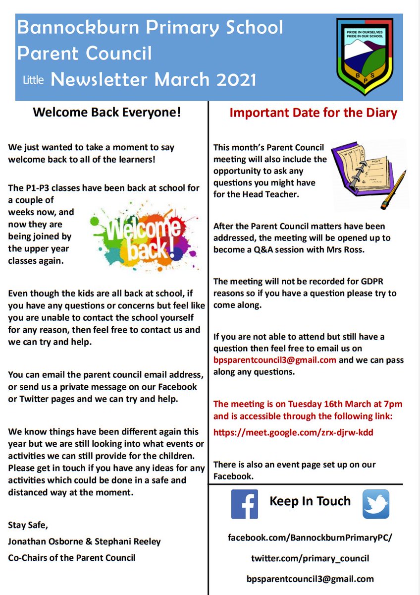 primary_council's tweet photo. Here is our latest (little) newsletter!

Please share this with other parents and carers so that everyone has the chance to read it 😊

@bannps @MrsGalfredi @bannps_nursery_ https://t.co/mkpjlknRBK