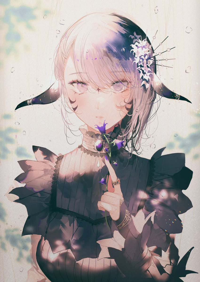1girl solo flower au ra upper body looking at viewer hair flower  illustration images
