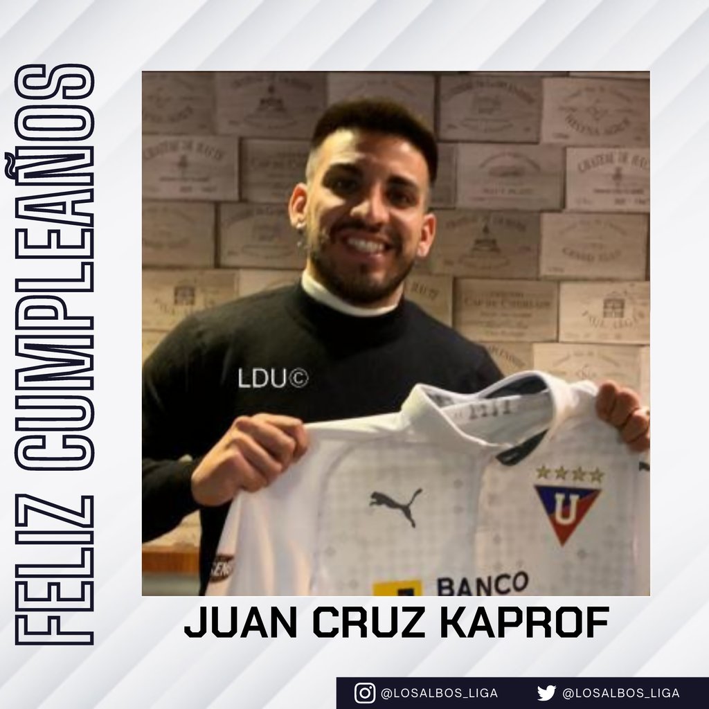 Los Albos (@losalbosliga) on Twitter photo ¡Feliz Cumpleaños, Juan KAPROF🇦🇷! 🎂
El fichaje argentino de Liga hoy celebra sus 26 años. Con la U, el jugador espera conseguir muchos títulos y ser protagonista del equipo.
¡Felicidades <a href="/juankaprof/">juan cruz kaprof</a>! 🎉
#LDU ¡Feliz Cumpleaños, Juan KAPROF🇦🇷! 🎂
El fichaje argentino de Liga hoy celebra sus 26 años. Con la U, el jugador espera conseguir muchos títulos y ser protagonista del equipo.
¡Felicidades <a href="/juankaprof/">juan cruz kaprof</a>! 🎉
#LDU