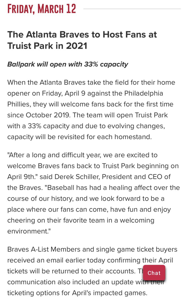 DOBrienATL's tweet image. #Braves will allow 33 percent capacity at Truist Park