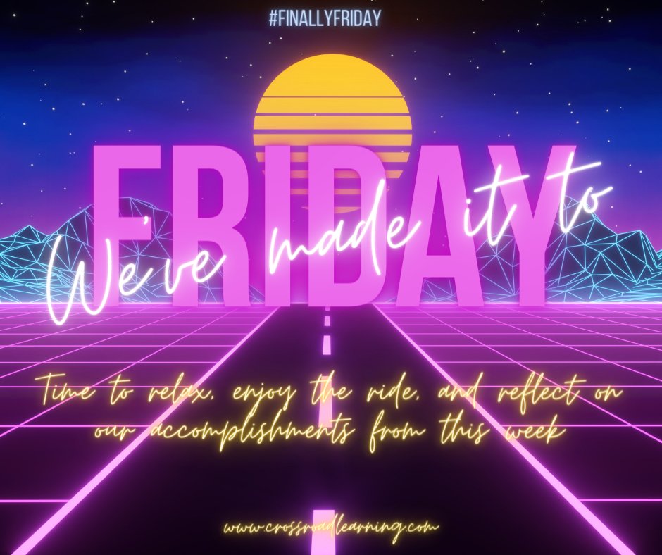 CrossroadLearn's tweet photo. #finallyfriday
We've made it to Friday. Time to relax, enjoy the ride, and reflect on our accomplishments from this week.
#crossroadlearning #alwaysbelearning #reflection #friday #friyay #rockon #retro #learning #education #accomplishment #keepgoing #weekend #weekendvibes https://t.co/3ANWikjtAF