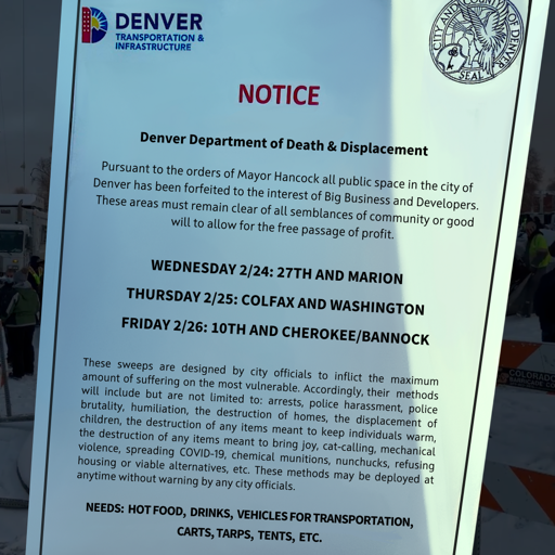 willow_peNFT's tweet photo. From this week's 2nd #TraumaticDisplacement under the "good governance" of @MayorHancock @DenCityCouncil @DenverPolice 🤬

Watched @CityofDenver employees throw out 🥫&amp; fresh🥕🍎, dozens of blankets, ⛺️, tarps, 🧼🧻🧴,🥾,🧤🧣,🧦,🧥...🚛 full of #survivalgear🗑before a snow storm. https://t.co/p3a0kTcfLy