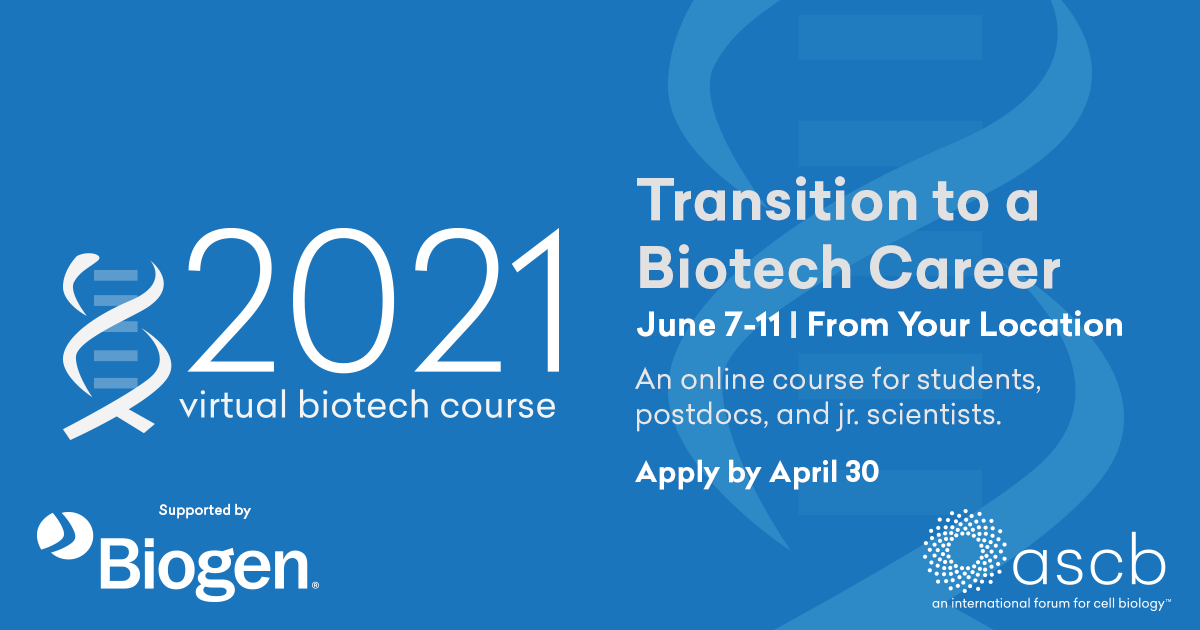 nationalpostdoc's tweet photo. Wondering what it’s like to work in biotech? Apply by April 30 for the American Society for Cell Biology (ASCB) Virtual Biotech Course. @ASCBiology #biotech #STEMcareers https://t.co/QCQLLf8Qhi #ad #sponsored https://t.co/sZRvAsnGIl