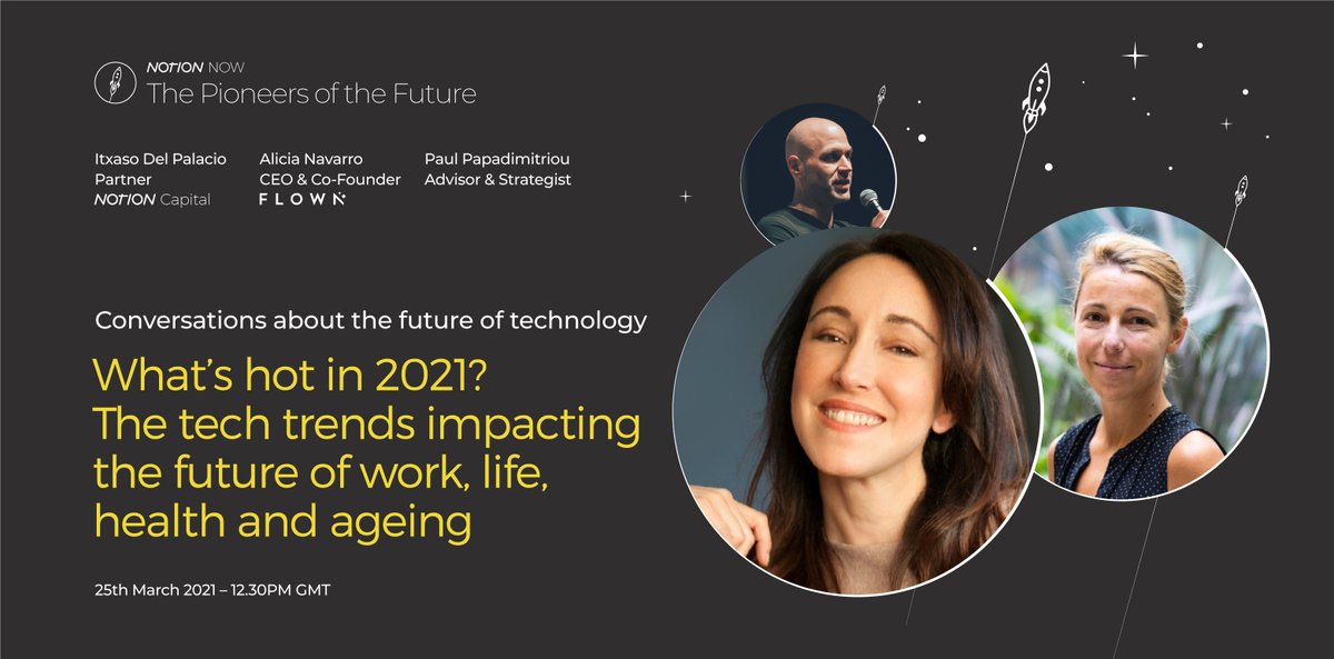Ever wonder what the future of #tech looks like? 🤖

Then you don't want to miss our next #NotionNow #event on Thursday 25th March, 12:30pm GMT 🚀

Hosted by <a href="/ItxasoLondon/">itxaso</a> with <a href="/AliciaNavarro/">Alicia Navarro</a> &amp; <a href="/papadimitriou/">Paul Papadimitriou</a> 🌟

Find out more here: notionnow5.splashthat.com

#Health #futureofwork