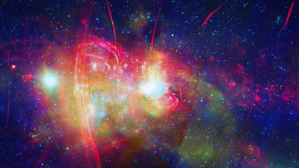 chandraxray's tweet photo. The center of our Milky Way galaxy contains many exotic objects, including clouds of gas in the millions of degrees, neutron stars &amp; white dwarf stars tearing material from companion stars, and Sagittarius A* — a supermassive #BlackHole about 4 million times the mass of our Sun. https://t.co/qAx9oj8vOA
