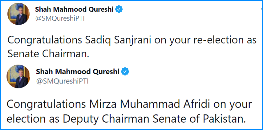 appcsocialmedia's tweet image. Foreign Minister of Pakistan @SMQureshiPTI Tweet 

#APPNews #SenateElection2021 #SenateElections2021 #SenateElections @SenatePakistan @OfficeSenate @MoIB_Official @TeamSMQ