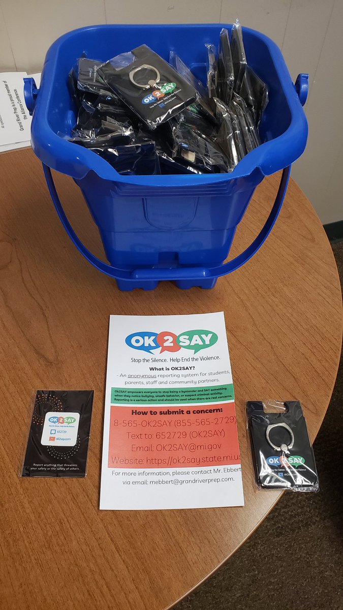 CoachMikeEbbert's tweet photo. Promoting our partnership with #OK2SAY for @nhaschools School Safety Week! Students receive information in their Advisory and a gift! https://t.co/yfx5gaa4Dx
