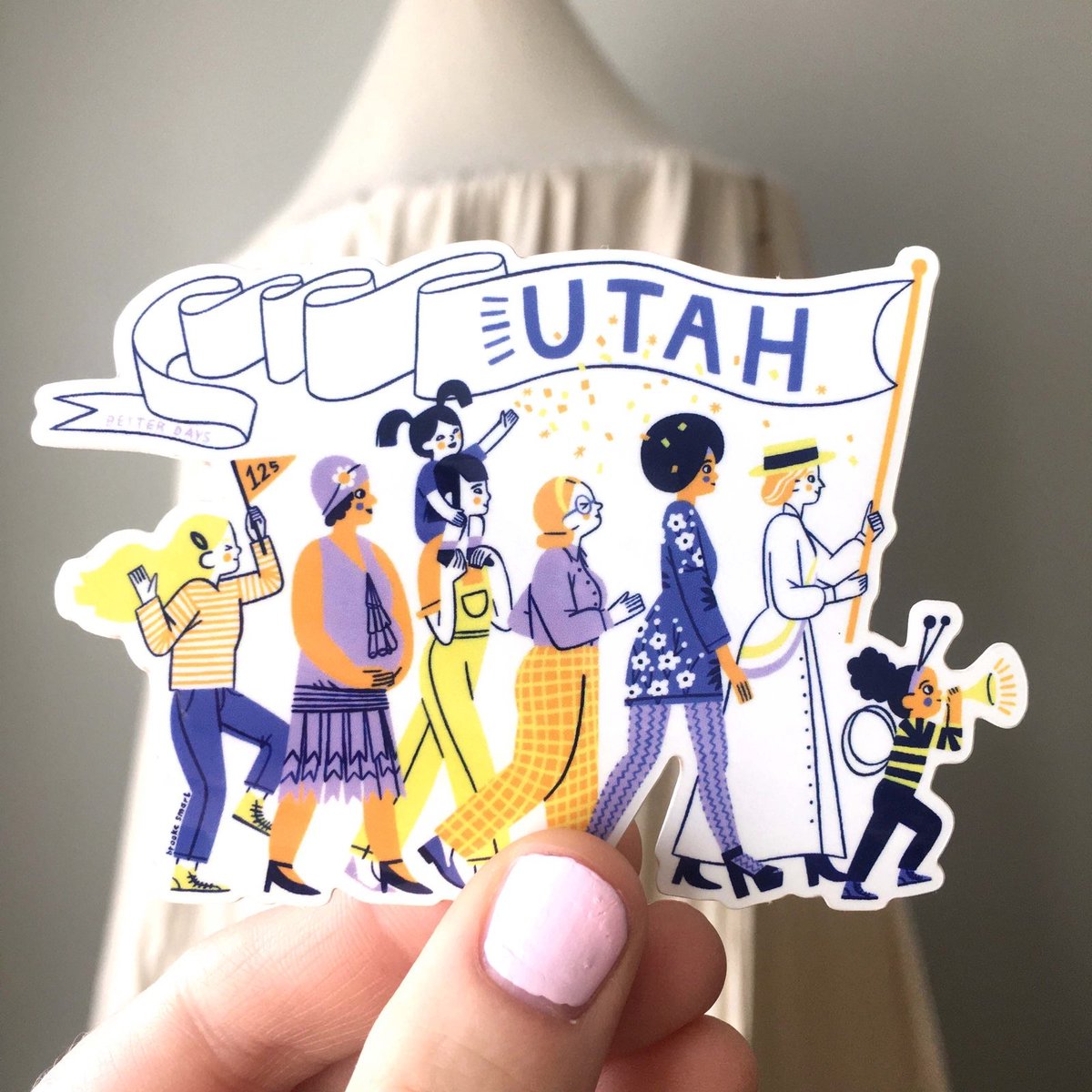 BetterDays2020's tweet photo. Our commemorative stickers with Brooke Smart Illustration are going fast! Get yours at the link: https://t.co/AOcsPHnB7F #SheStartedIt #UtahWomenMakeHistory #UtahHistory #utpol #uted #herstory #WomensHistoryMonth #Thrive125 #vinylsticker https://t.co/pIdCrCp1n3