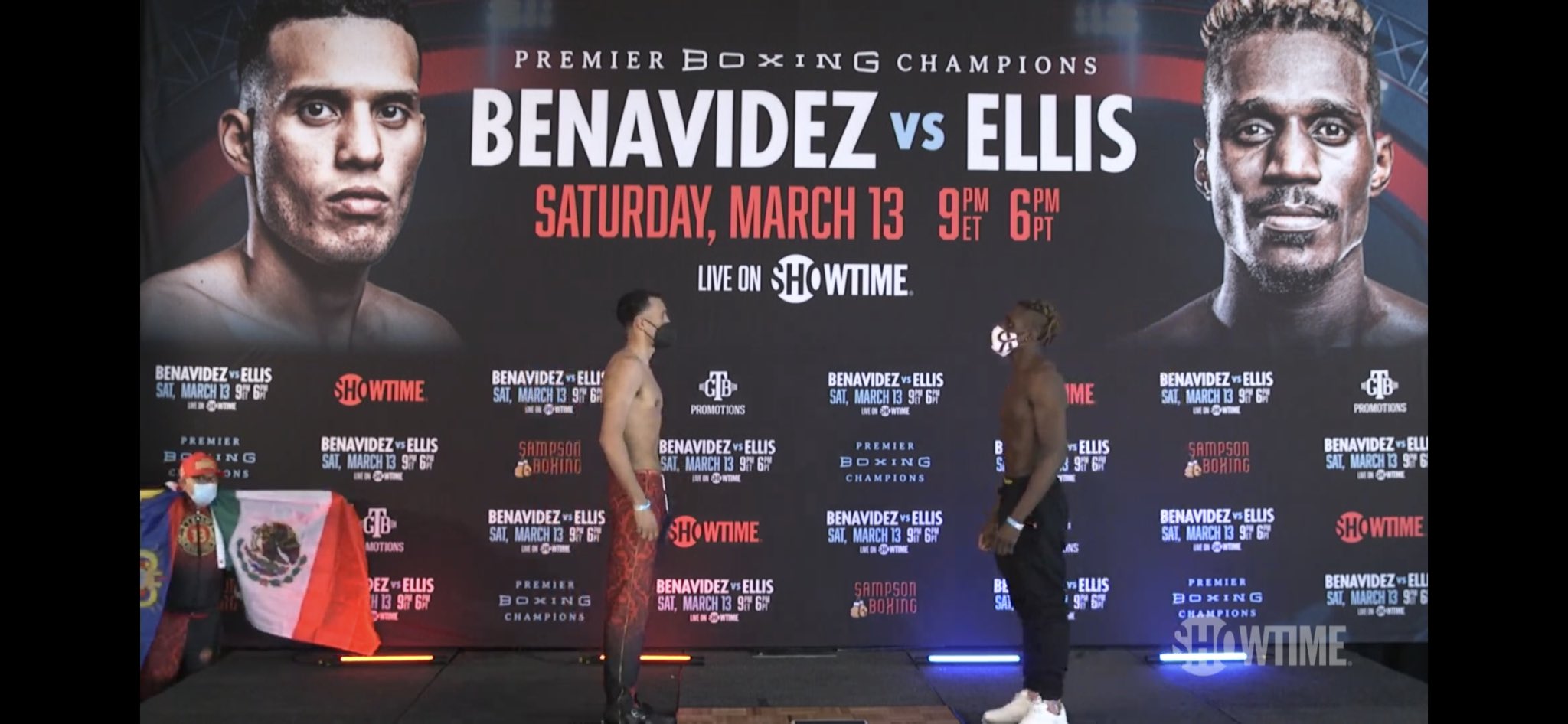 David Benavidez y Ronald Ellis marcaron el peso para su pelea eliminatoria de este sábado 13 de marzo desde Connecticut.