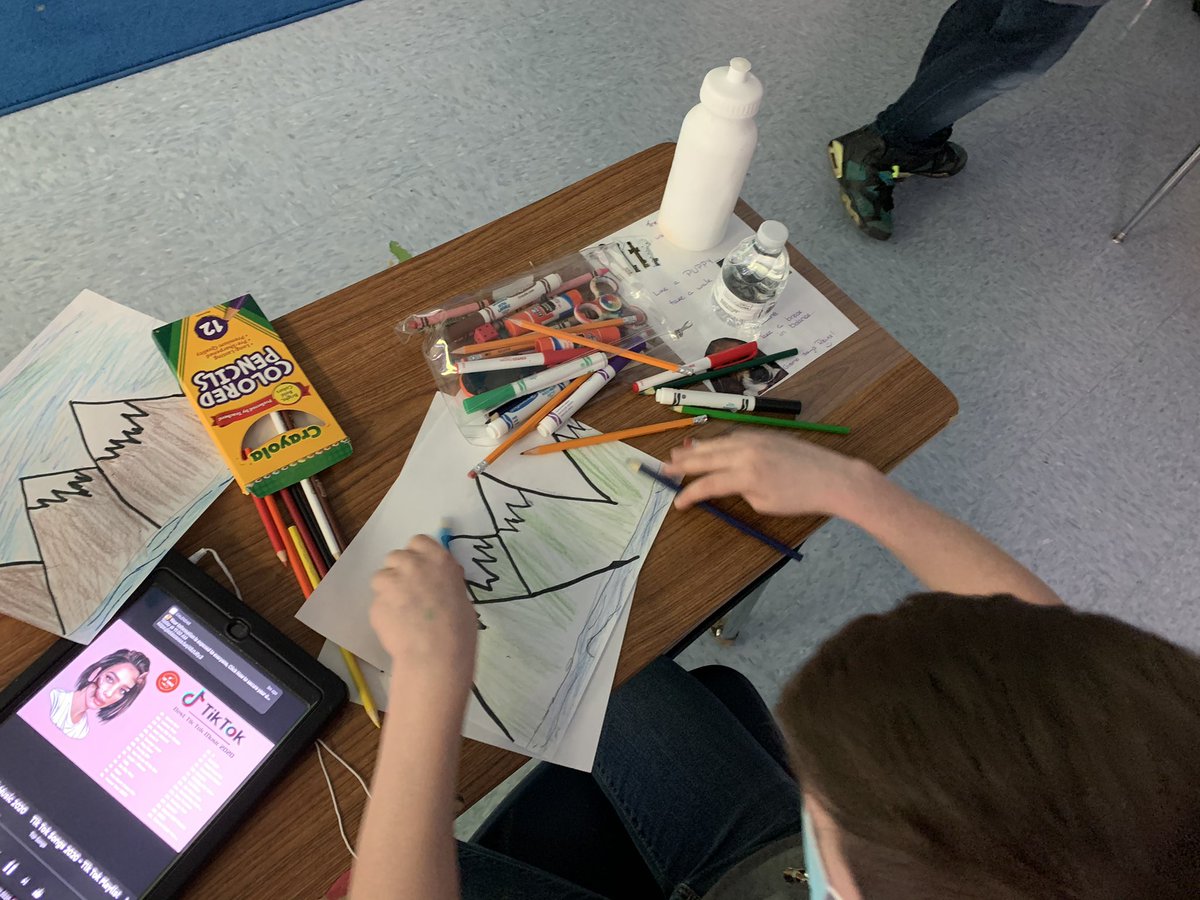 WLC_Boces's tweet photo. Miss Angevine’s Crossroads class learned about mental health today. Each student then had the opportunity to choose an activity that brought them joy, including art, music, mindfulness, and relaxation. #MentalHealthMatters #Circleof6 #traumainformed #wlcwolvesrock @BTBOCES_IP https://t.co/QYBHvITbjK