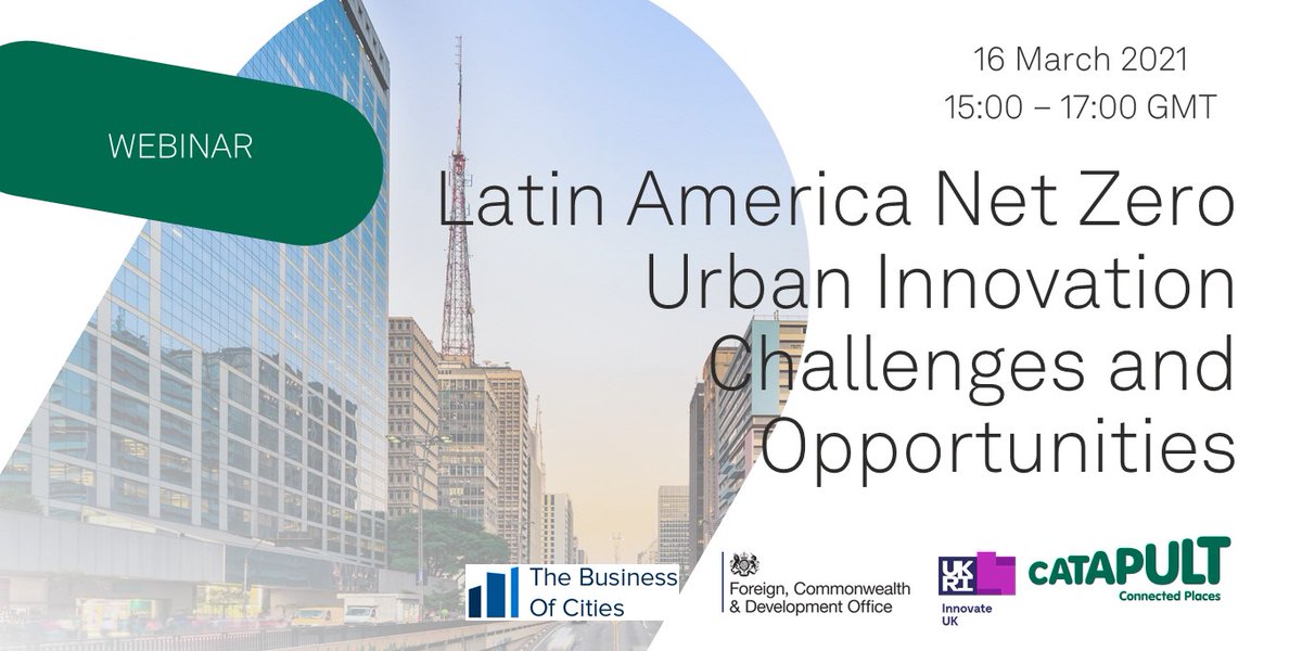 C4IRColombia's tweet photo. 🗓#Event | On 16th March, at 15:00 - 17:00 GMT, @CPCatapult, @TheBizOfCities, @UKinChile, @UKinColombia and @innovateuk will be hosting the #webinar 'LatinAmerica #NetZero Urban Innovation Challenges and Opportunities'.

Register here 👉🏽 https://t.co/iotOKbFBIK https://t.co/l1z6CLLY2T