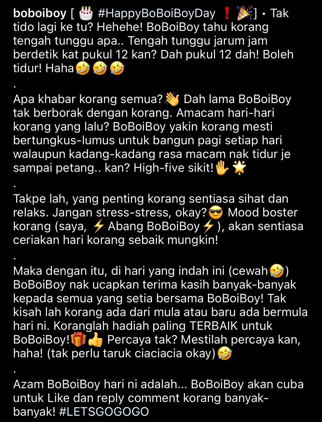 Zah 3 On Twitter Insta Caption Happyboboiboyday Boboiboybeyond10 Https T Co Qg5f4zs3uk Twitter