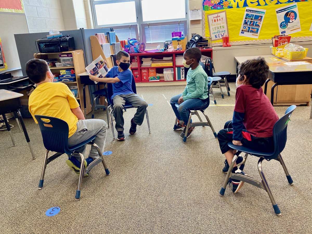 NTDSE's tweet photo. Friday Funday! 

The best way to learn is to teach.

A student in our satellite program reads a dinosaur comic to his peers. #NTDSEmpowers @kmiller_ntdse @D69CommSchools https://t.co/iq3tzb3x6k