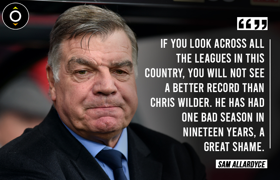 Big Sam with some very kind words regarding Chris Wilder leaving Sheffield United.

#TwitterBlades | #WBA