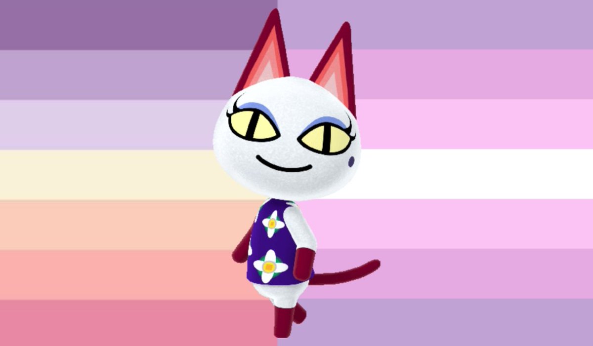 ♡Olivia from Animal Crossing is a lunarian lesbian who uses she/they/purr pronouns♡ @strwbrykitty
☆flags shown are (from left to right) the lunarian lesbian flag (by @strwbrykitty ), and the purr/purrs neopronoun flag (by me)☆
✧feel free to request characters✧