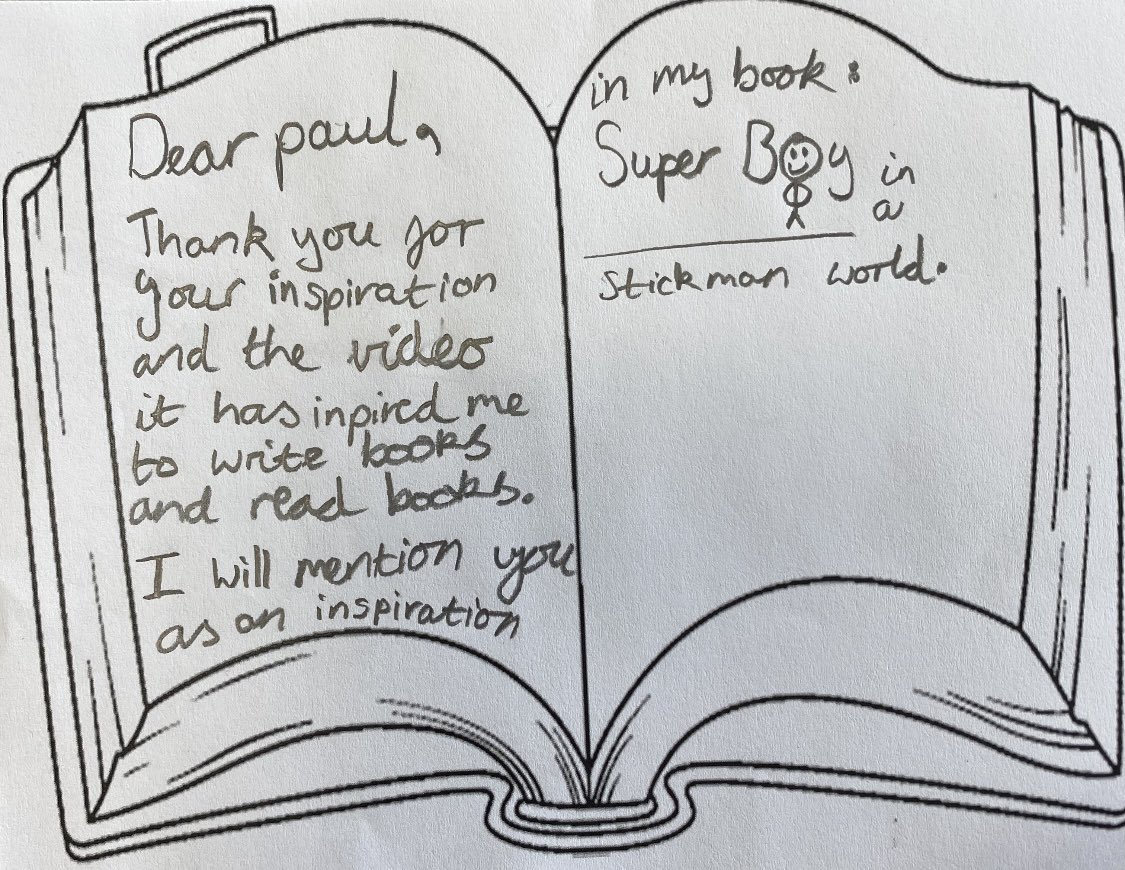 We celebrated world book day a week later, to enjoy it with all the children. Thank you so much @mrcoomey for the personal video for my class they have been so inspired to create an idea for a Stick boy sequel, we have included some thank you messages!    youtu.be/tQAskioJVeY
