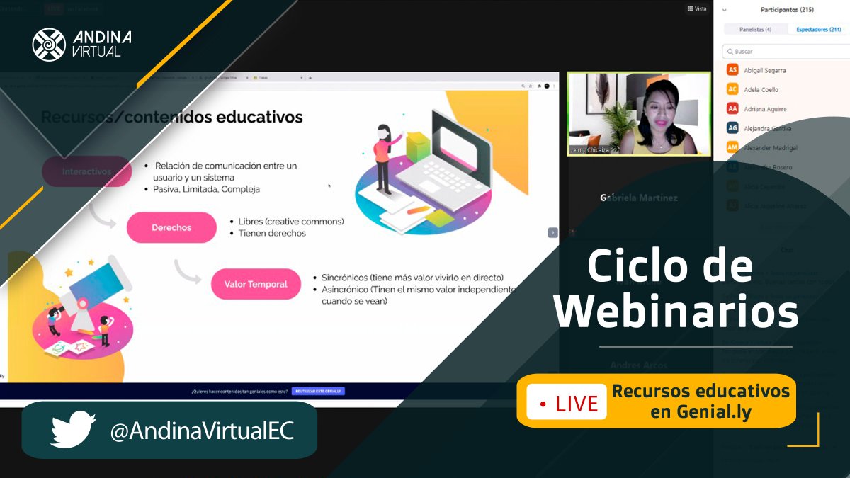 FormAndinaEc's tweet photo. 📌 #CicloDeWebinarios
📳  "Creación de recursos educativos en https://t.co/hgue8WLaVj"
El evento contó con la participación de 239 asistentes y  fue transmitido por las redes sociales de #AndinaVirtual.
@uasbecuador @jorgeballadares @natasha11_11 @ivanmullo_27 @cesarmontanog https://t.co/k8yd4cIEz5