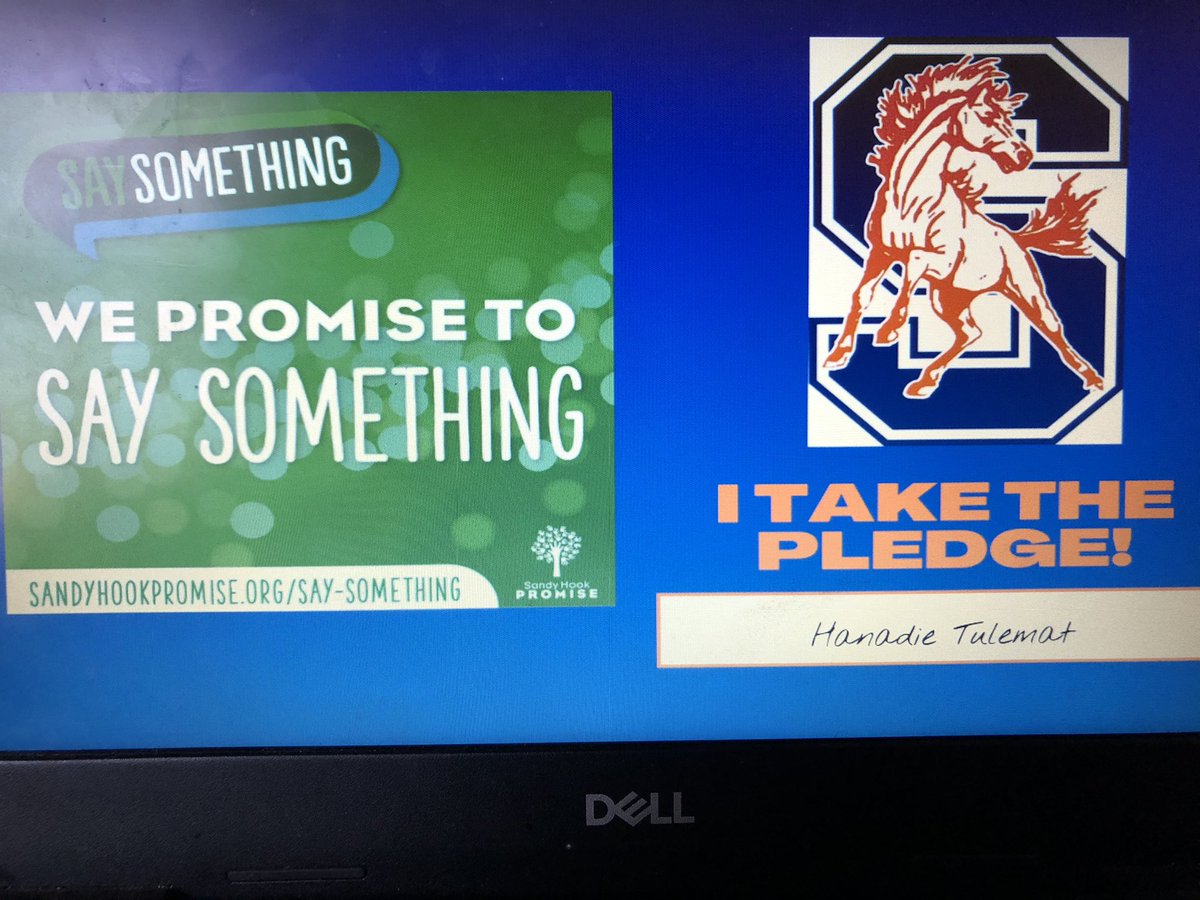 HTulemat's tweet image. #SaySomething @StaggHighSchool to wrap up the week IS FULL OF ACTIONS TO MAKE SURE SAY SOMETHING DOESN’T STOP HERE BUT INSTEAD APART OF OUR SCHOOLS CHARACTER AND BELIEFS💚💙🤍🧡 1. Signing are name in a pledge 2. Taking a picture with the pledge 3. Kahoot 4. Trusted adult form!