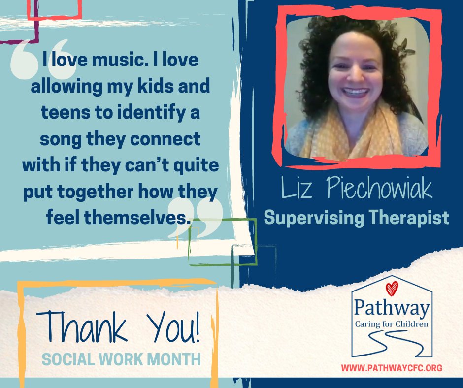 Liz offers several unique therapeutic outlets and techniques to help children heal and recognize their emotions. Song lyrics can often hit home, aiding in communication and recognizing certain feelings. #SocialWorkMonth #PathwayCFC