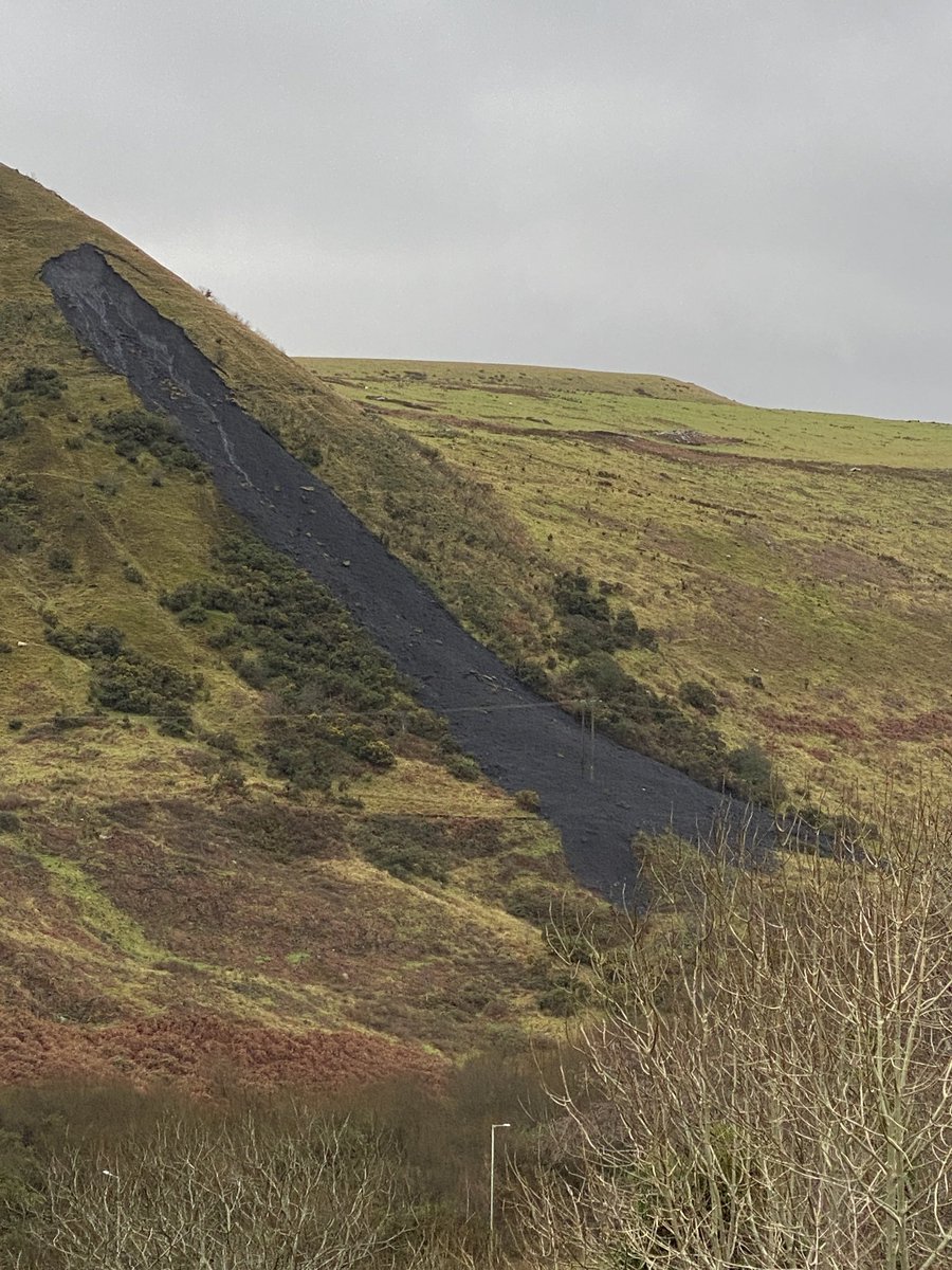 WelshCoalTips's tweet photo. In 2020: 60,000 tonnes of coal waste slid to the valley floor in Tylorstown (Rhondda).  After a whole year, various government agencies tell us there are still 294 coal tips in South Wales deemed as 'high-risk'.  They still won't publish the location of these tips and reports. https://t.co/V83aip6XWo