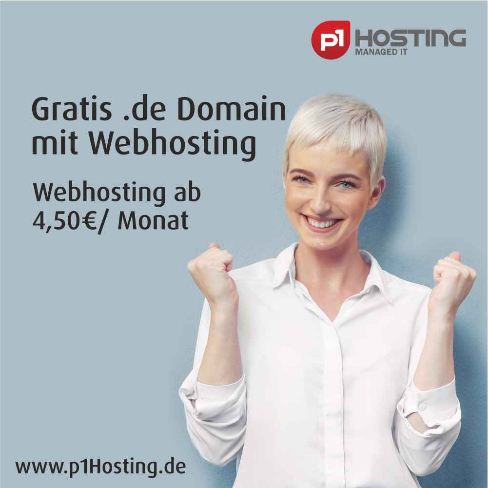 💻 Gratis .de Domain mit Webhosting ab 4,50€/Monat jetzt bei p1Hosting.de

PREMIUM HOSTING aus Stuttgart
Ihr p1Hosting.de managed IT

#p1hosting #dmw #hosting #domain #SEO #Domainregistrieren #wunschdomain #webhosting #webseite #stuttgart