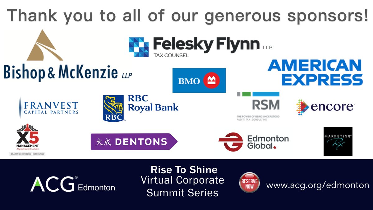 SUCCESS!  That's what it's all about.  And, Thanks to all of our generous sponsors, The 2021 ACG Virtual Corporate Summit Series was a bonafide success.  You made it happen and we couldn't be more grateful for your support. Thank you all! #ACGSummit2021 #ACGEdmonton #RiseToShine