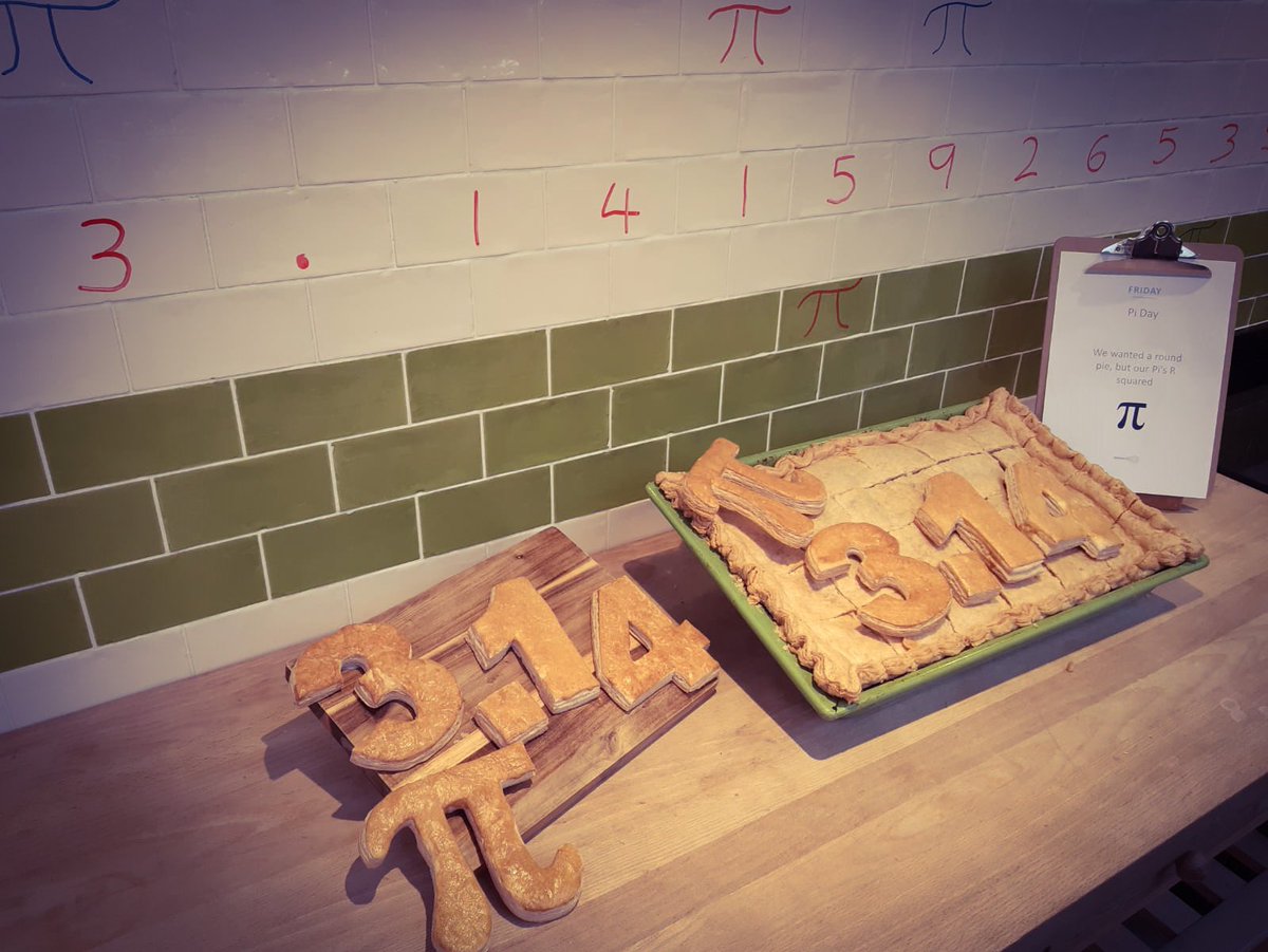 royalhospitals1's tweet photo. Celebrating #NationalPiDay early at @RHSSuffolk. We wanted a round pie, but our Pi’s R squared! #Mathematics #rhskitchen #partofrhs https://t.co/ysPTWvbcyz