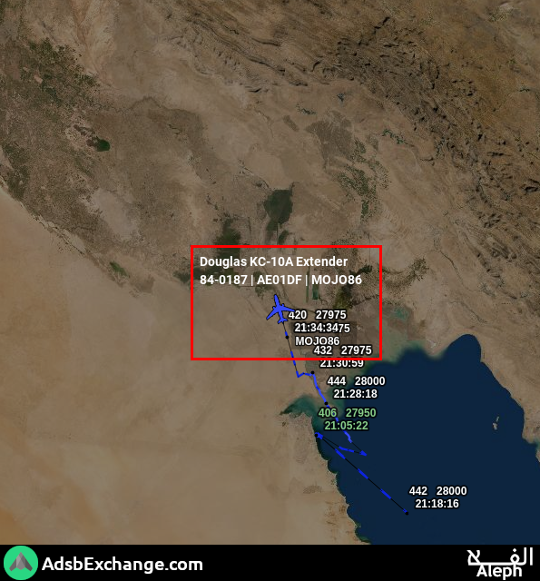 no_itsmyturn's tweet photo. 2151Z
#USAF 🇺🇸 KC-10A #Tanker
84-0187 | #AE01DF | #MOJO86
Over SE #Iraq 🇮🇶 https://t.co/EHmwfC4wcD