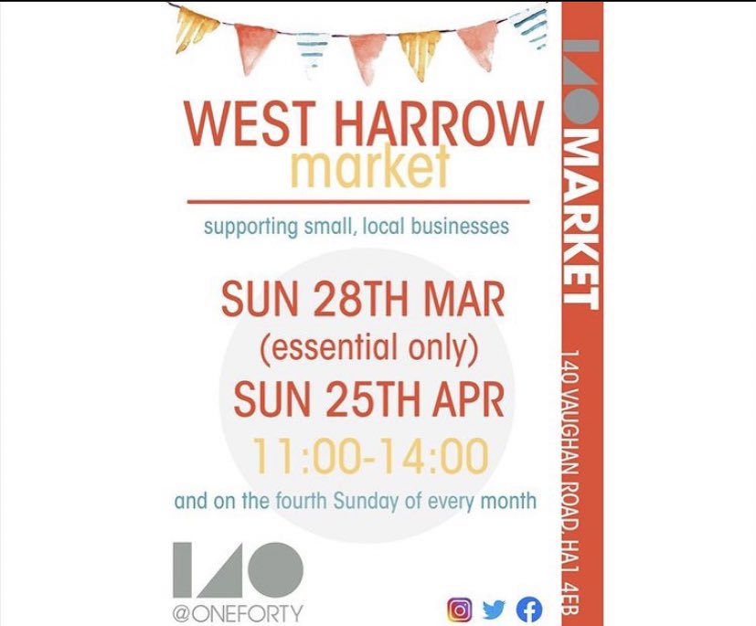 oneforty_harrow's tweet photo. Save the dates !
The market will be back when safe to do so #springmarket #140Harrow https://t.co/XDL2tdzOpe