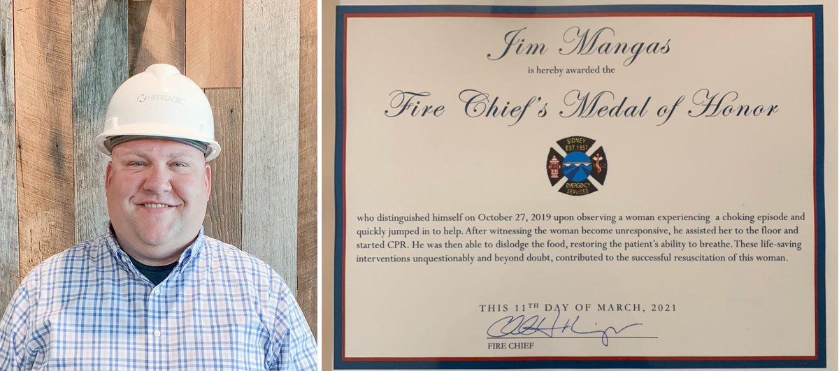 Safety Director Jim Mangas embodies our core values in and out of the workplace-his #CPRtraining proved invaluable last fall when he saved a woman’s life. Yesterday, he received a medal of honor for his efforts. Read the full story: heritage-enviro.com/safety-directo…