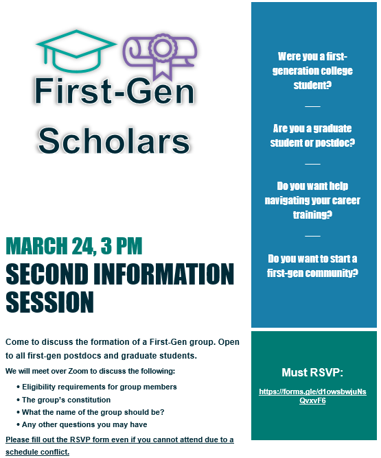 KyleCottrell's tweet image. If you were a first-generation student and are now a graduate student or postdoc @WUSTLmed @WUSTL, please join us for our second meeting to discuss the formation of a first-gen group. RSVP here: forms.gle/d1owsbwjuNsQvx… @WUSTLdbbs @WashuWups @DBBSSAC #firstgen #FirstGenDocs