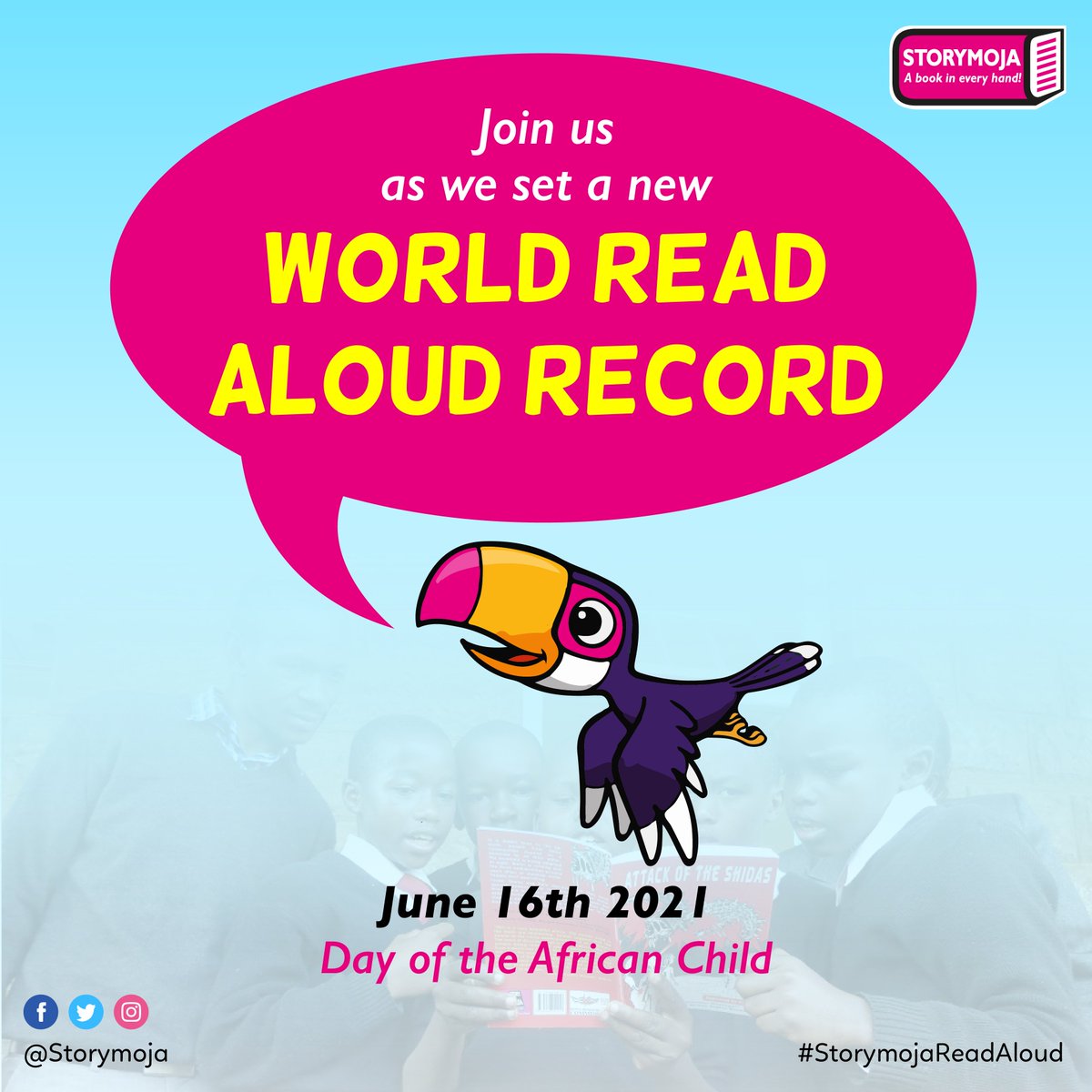 StorymojaFest's tweet photo. Are you a parent and interested in nominating your child’s school for the #StorymojaReadAloud? Or do you just want to find out how you can support the reading revolution?
Feel free to reach out to us on readaloud@storymojaafrica.co.ke 😃 https://t.co/jUVTKIAMcQ