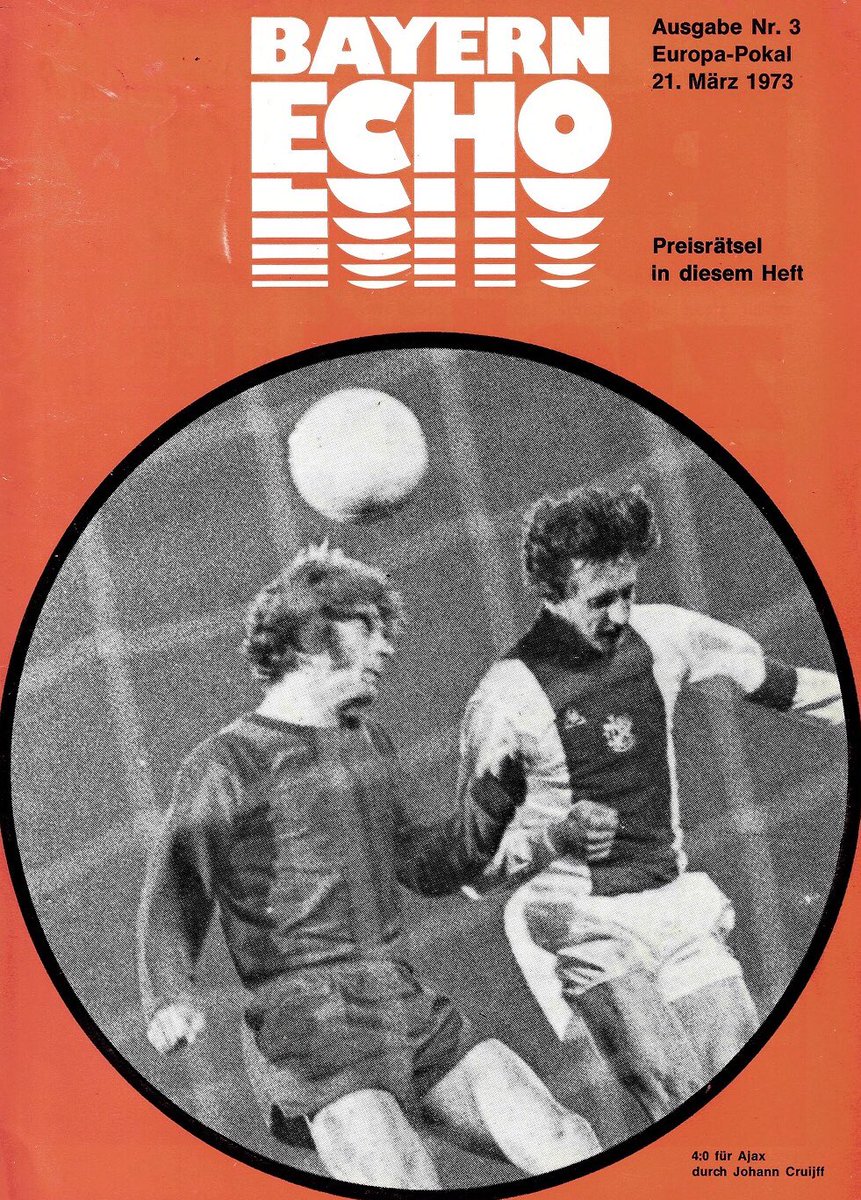 ajaxprogrammes's tweet photo. Wedstrijd: Bayern München – Ajax. Datum: 21 maart 1973
Stadion: Olympiastadion.
Uitslag: 2-1.
Goal: Piet Keizer.
#AJAX #Ajaxprogrammes #BayernMünchen #Amsterdam #ajaxyb #UCL #afcajax #Ajaxprogrammas #PietKeizer #Olympiastadion #München https://t.co/ihtuNPH0Xa