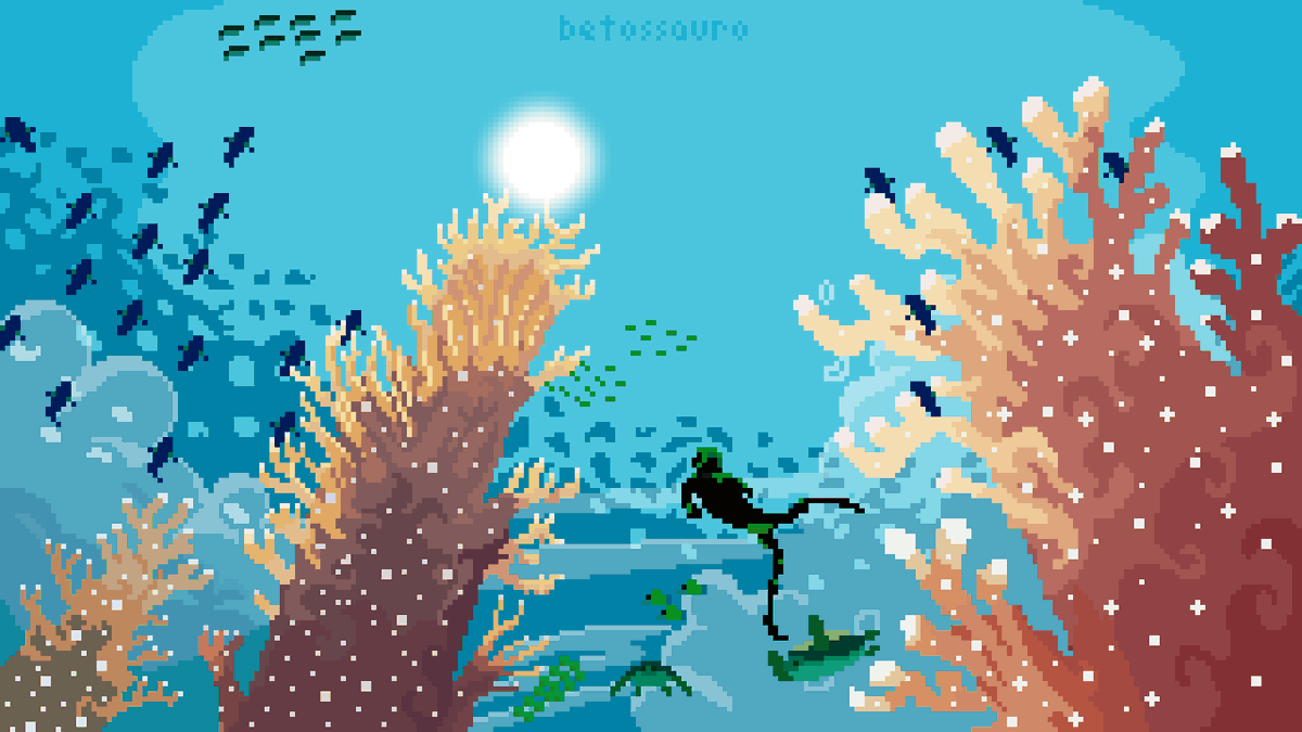 betossauro's tweet photo. @ricardojuchem Hey Ricardo, thanks for the #PixelFriday
My nickname is Beto and I'm also from Brazil. I started doing pixel art a month ago! Right now I prefer doing landscapes because I feel a little bit more confident, but I want to learn doing characters in the future :) https://t.co/lBbPyEKpte