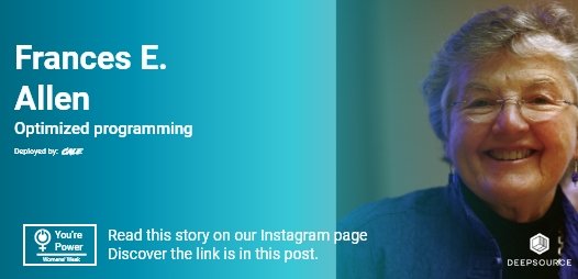 DeepsourceInc's tweet image. Day 5: Optimized programming
Follow #MujerEresPower and discover more posts about womens' contributions in IT.
instagram.com/p/CMU_OPpJcw8/…
#IWD2021
#technology #100DaysOfCode #freeCodeCamp