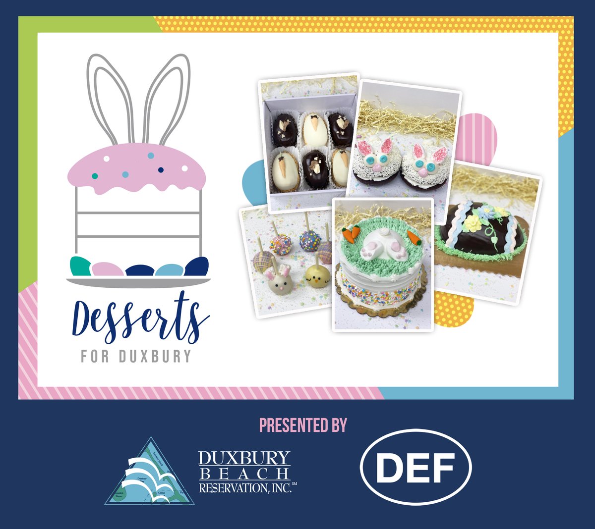 Reserve your Montillio's Easter Desserts now! Join DEF and the <a href="/DuxburyBeachRes/">Duxbury Beach</a> to support marine science and other educational programs. Duxbury Beach Park pick-up on April 3 from 10AM-2PM. Limited Availability! ORDER ONLINE BY TUESDAY, MARCH 30 bidpal.net/dessertsfordux…