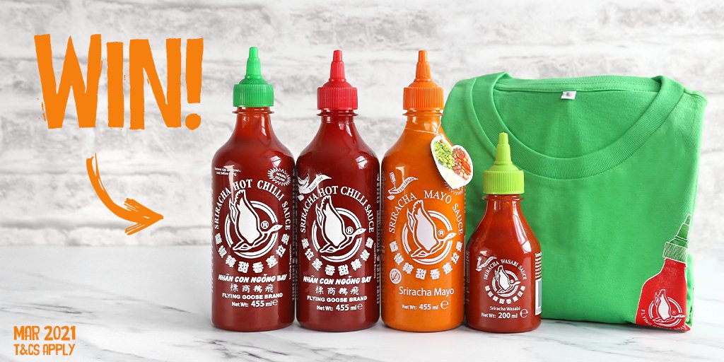 Sriracha_FG's tweet image. Follow &amp;amp; RT for your chance to #WIN this Flying Goose bundle including t-shirt, Original Sriracha, Super Hot, Sriracha Mayo and Sriracha Wasabi 👌

#FreebieFriday #Competition