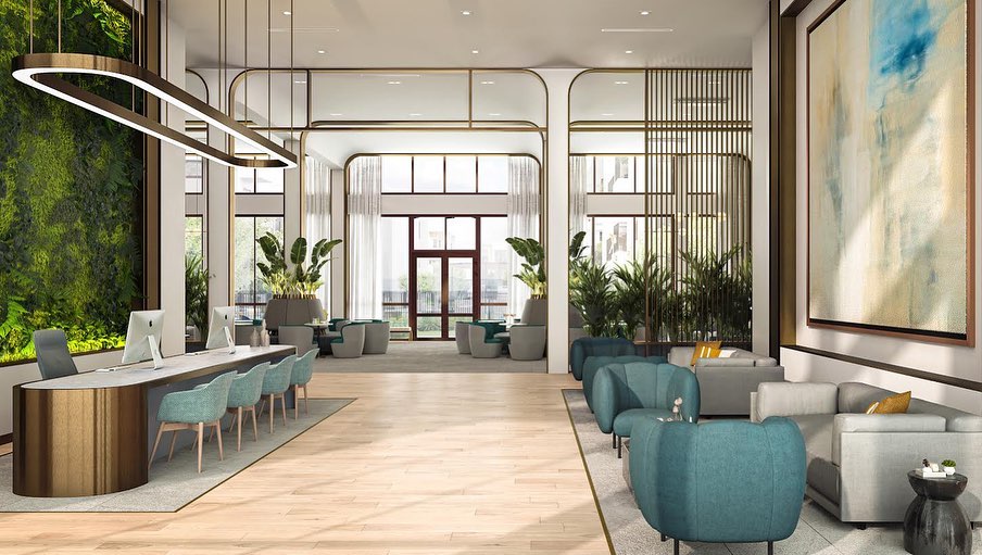 End of work week motivation. Our team created a design forward lounge ideal for both work and play in our latest Texas development project. 

#TGIF #interiordesign #meshberggroup