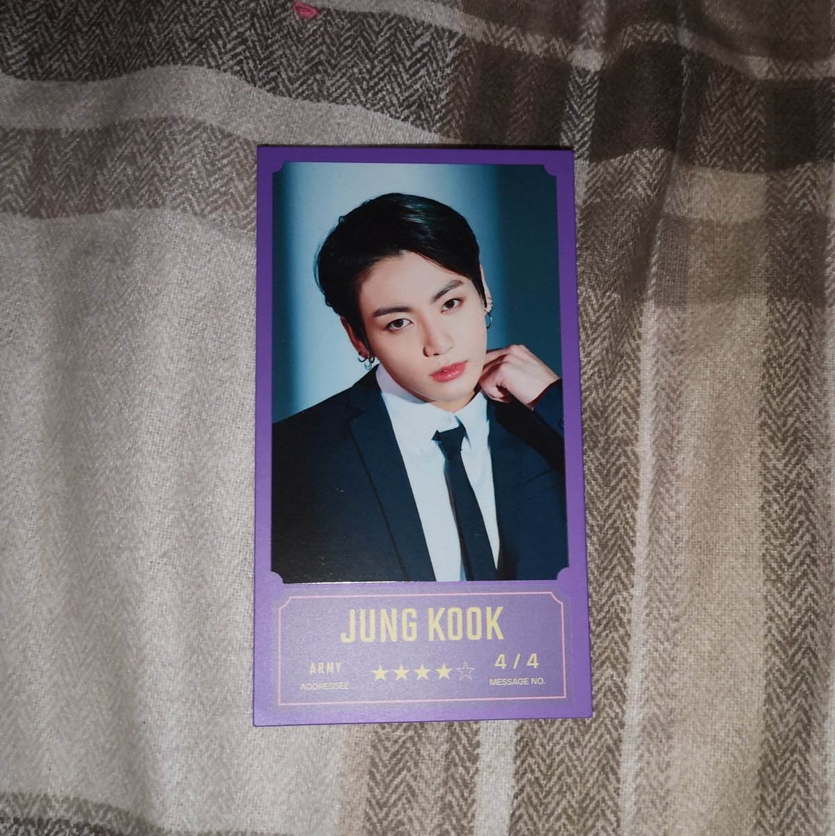Mystbloomingi's tweet photo. giveaway ✨💜

Jungkook OFFICIAL bbc message card

must be following me
rt this + tag a friend !

ends in 24 hours 
open worldwide 🌍
good luck 🤞🏻🥺 https://t.co/2Q5XzdHBrs