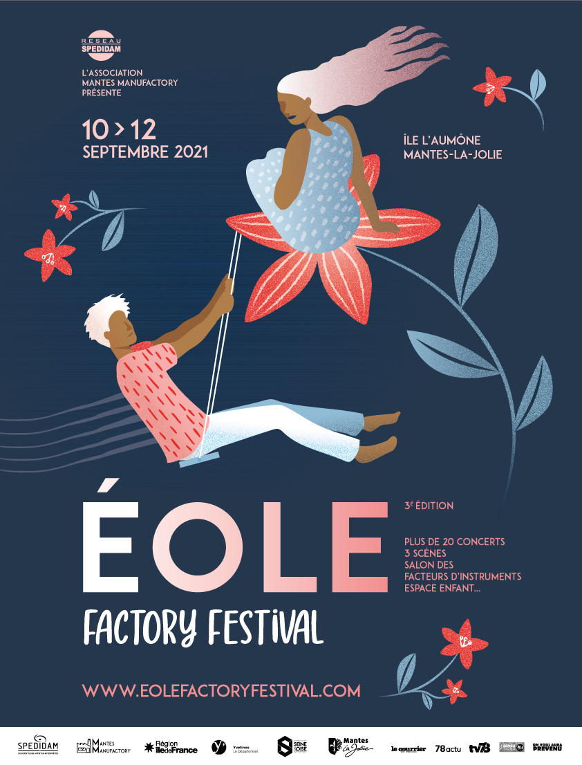 La 3e édition du #eolefactoryfestival se déroulera du 10 au 12 septembre 2021 à Mantes-la-Jolie (78)
Et pour l'occasion, on vous dévoile la belle affiche concoctée cette année encore par Catherine Potier.
On revient très vite avec les premiers artistes #staytuned 😉