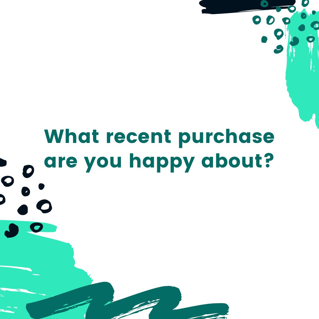 Today I thought I'd make a more light-hearted post and ask a fun question: what recent #purchase are you happy about? Let me know by hitting reply!