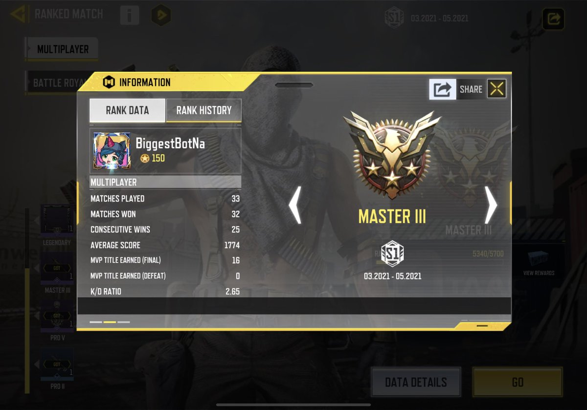 _kerenpdn's tweet photo. My global ranked progress in todayโs stream. ๐ณ Currently in a 25 winstreak and still counting. My ranked KD also looking dang cute rn. Thanks for the carries cuties โค๏ธ #codm #codmglobal https://t.co/dgdSPZDRFX