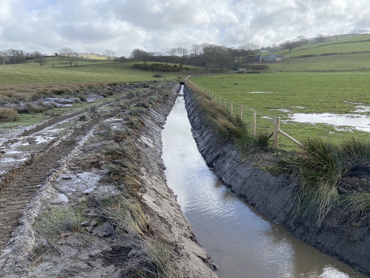 einion_williams's tweet photo. 1st pic - NRW half arsed effort of cleaning a ditch with a cage bucket, vs my efforts of cleaning all silt for water to run. How it should’ve done all the way down @NatResWales https://t.co/13oRJTJIUy
