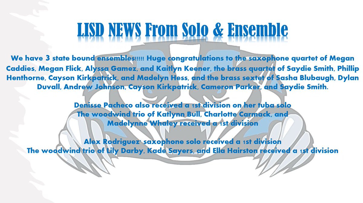 Congratulations to our Badger Band Students!