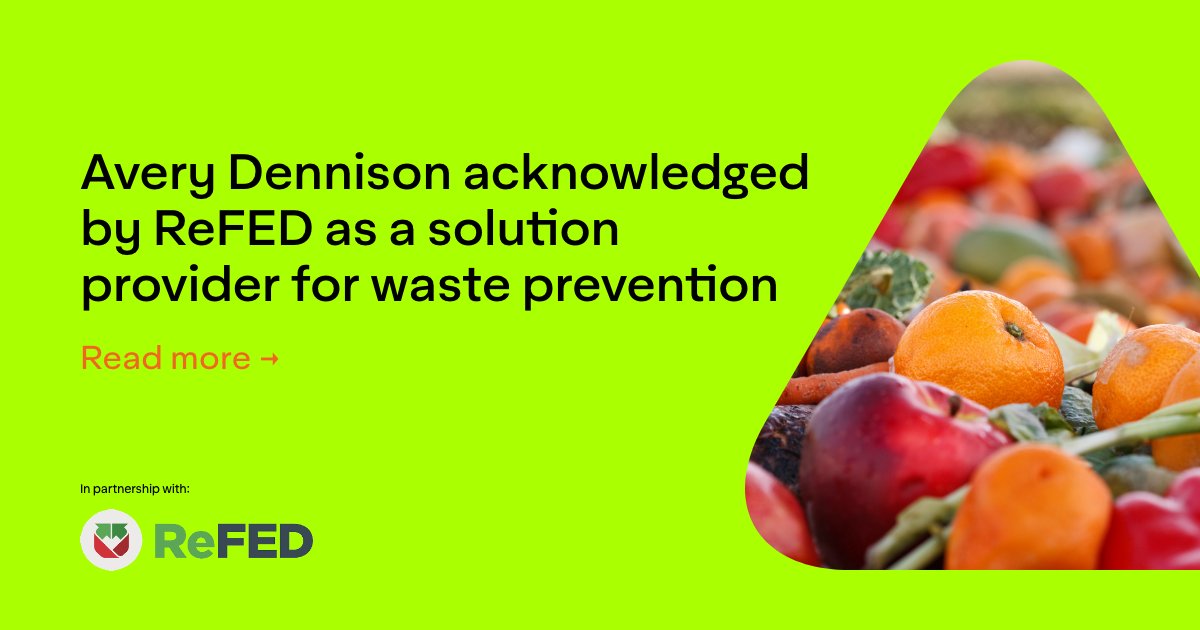 AveryDennison's tweet photo. We’re proud to be listed as a solution provider as part of the @ReFED Insights Engine and Roadmap to 2030. We believe digital ID technologies have the power to make 50% food waste reduction a reality. Read more: https://t.co/VCmBVSyz2k #HalveFoodWasteBy2030 #FarmToConsumer #IoT https://t.co/WlaXcCqvbE